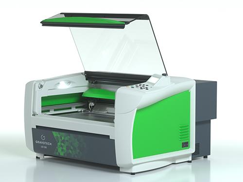 Gravotech LS100 lasergraveer- en snijmachine met open werkruimte