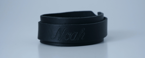 Engraving on leather bracelet
